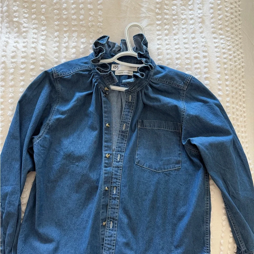 Classic Blue Button Down Denim Shirt - Picture 5 of 8